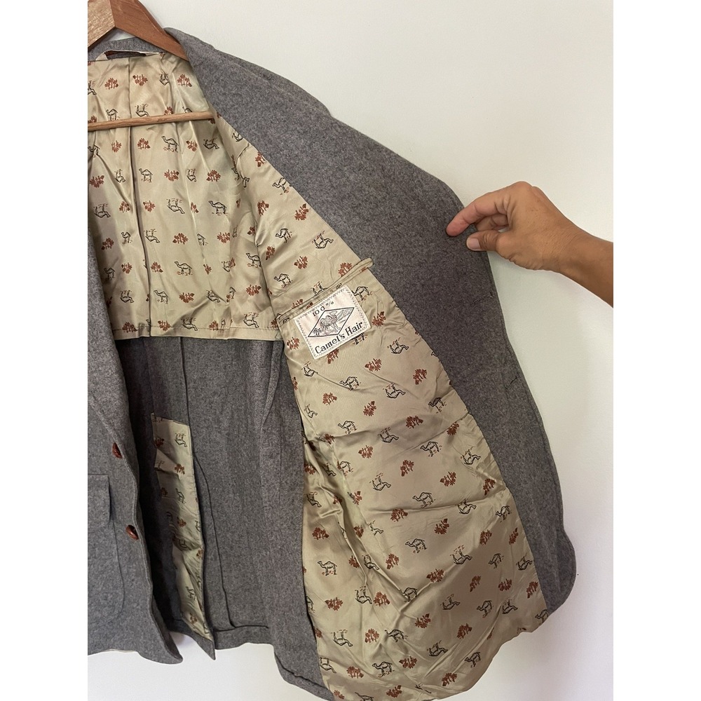 Vintage Liefs Gray Camel Hair Blazer Mens 36 S Womens M L Dark Academia 70s - Picture 6 of 16